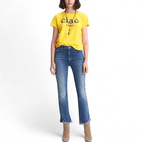 NWT Mother The Rascal Ankle Slit Jeans Double Shot Espresso High Rise Size 30 - Picture 1 of 11